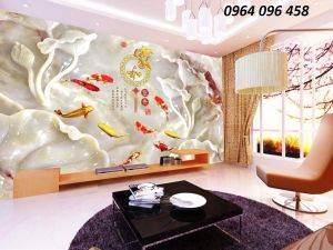 Tranh 3d cá chép - tranh gạch 3d cá chép - XC522