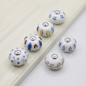 Modern Minimalist European-style Drawer Cabinet Wardrobe Door Handle Pastoral Ceramic Round Single-hole Knob 现代简约欧式 抽屉 橱柜 衣柜门 拉手 田园 陶瓷圆形单孔把手 FUNIANQI