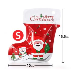 50pcs Christmas Sock Shape Stand Up Bag Aluminum Foil Gift Bags Christmas packaging pouches