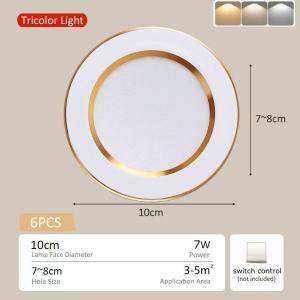 【BUY 1 TAKE MORE】Downlight 7W Tricolor Dimming High Quality Aluminum Embedded Pin Light LED Round Panel Light Ceiling Lamp