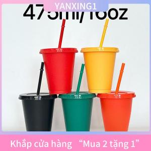 [COD] YANXING1 1 cái tái sử dụng rơm uống cup cá nhân Flash bột chai nước nhựa bền Tumblers với ống hút nắp