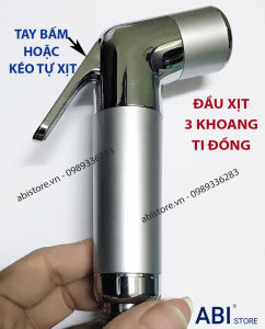 Đầu vòi xịt vệ sinh 3 khoang ti đồng 2 chế độ xịt đầu xịt toilet nhà tắm nhà vệ sinh hàng đẹp giá rẻ