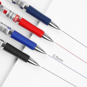 Deli Retractable Gel Pen 0.5mm Black Blue Red Gel Ink Refill Gelpen School Office Supplies Stationary Pens