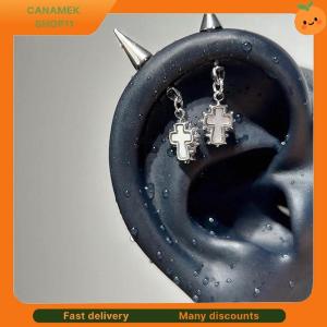 ❣️❣️❣️ Silver Color Pointed Cone Cross Pendant Ear Bone Nail For Women Earring Puncture Gothic Cochlea Accessories