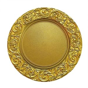 Piring Saji Makanan Mewah Gold Esteti Plastik Besar/Wadah Saji/Serving Plate/Piring Hotel Aesthetic