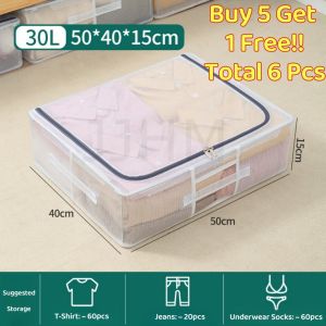 <Buy 5 Free 1> SG Seller Transparent Thickened folding bed bottom steel frame box fabric quilt storage large toy clothes