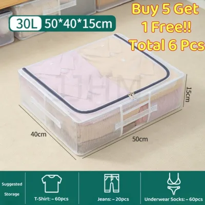 SG Seller Transparent Thickened folding bed bottom steel frame box fabric quilt storage large toy clothes
