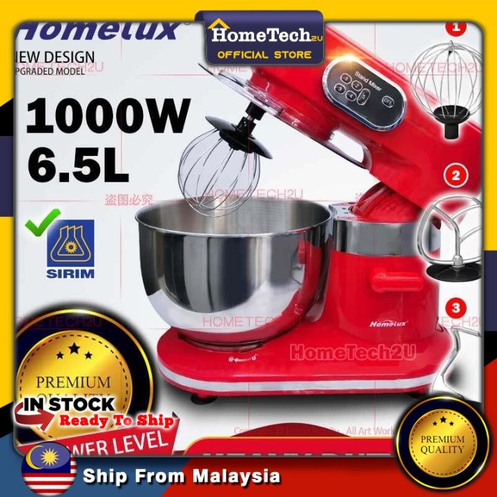 Homelux Stand Mixer Heavy Duty 6.5L 2.5KG 1000W Professional Baking ...