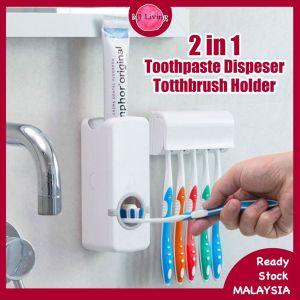 One Touch Toothpaste Dispenser Toothbrush Holder Shaver Squeezer Bekas Ubat Gigi 自动挤牙膏器牙刷架