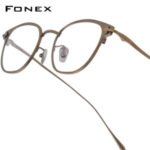 FONEX Titanium Glasses Frame Women Brand Design Retro Vintage Square Eyeglasses Men Full-Rim High-Quality Japanese Ultralight Custom Optical Eyewear CASTOR