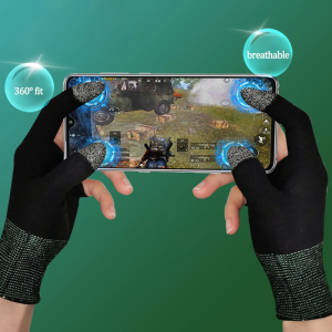 Two-finger Gaming Finger Sleeves Silver Fiber Anti-sweat Breathable Mobile Game Controller Finger Cots Seamless