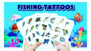 60 PCS Fishing Temporary Tattoos for Kids Gone Fishing Birthday Party Decorations & Favors Waterproof Fisherman Stickers School Prizes Rewards