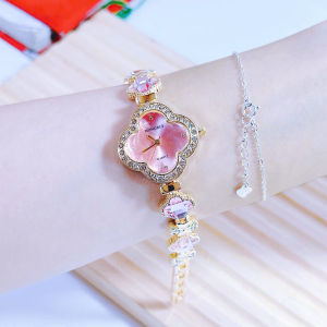 Đồng hồ đeo tay nữ mặt hình bốn cánh hoa đính đá kim cương lấp lánh thiết kế sang trọng siêu đẹphàng loại 1 uy tín chất lượng.