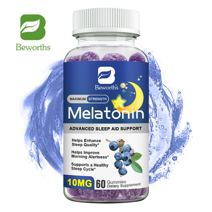 BEWORTHS Blueberry Melatonin Gummies 10Mg for Sleep Aid Anti Anxiety