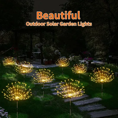 Năng lượng mặt trời ngoài trời pháo hoa 96led 120led không thấm nước đèn chiếu sân vườn trang trí đèn đường sân vườn ánh sáng ngoài trời tiệc đèn Giáng sinh ramadan ánh sáng