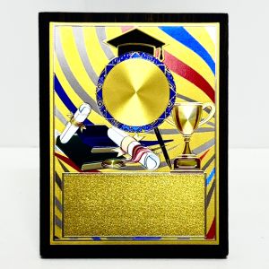 EP918 Plak Kayu Akademik Cenderahati Metallic Card on Academic Wood Plaque