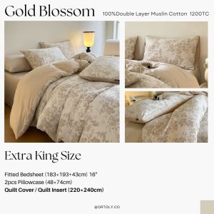 🇲🇾 𝗥𝗘𝗔𝗗𝗬 𝗦𝗧𝗢𝗖𝗞 𝟮𝟰𝗵𝗼𝘂𝗿𝘀🚚GOLD BLOSSOM 1200T 40CM Pure Cotton Bedsheets Set Flora Series