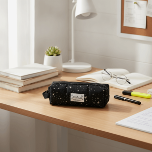 OOC Print Star Dots Pencil Case Storage Y2k Cloth Stationery Bag Sweet Large Capacity Pencil Pouch Stationery Holder