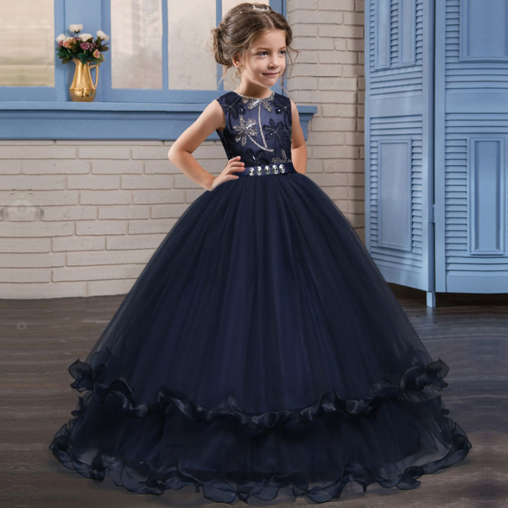 TOP🎣 3-14 Years Old Girl Wedding Party Girl Dress Summer Long