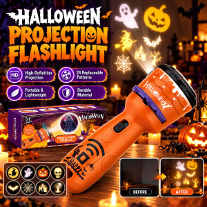 Halloween 24 Pattern Projection Flashlight Kids Halloween Light Projector Portable Flashlight Festival Party Props Toy Gift 万圣节24种图案投影手电筒