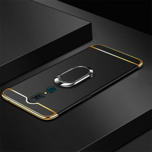 LANLIN For OPPO F11 Pro Phone Case Luxury 3 In 1 Matte Ultra Thin Anti-Scratch Shockproof Electroplated Frame Hard PC Back Cover For OPPO F11 Pro Case With Ring Stand Holder