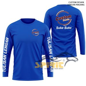 Baju Kaos Custom Sablon Nama Atau Tulisan Logo Depan Belakang Lengan Panjang Katun Combed 24s Tersedia Banyak Warna Dan Ukuran