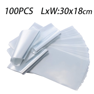 100Pcs Heat Shrink Wrap Bags Clear Odorless PVC Heat Shrink Film for Packaging Shoes Soap Book and Bath Bombs