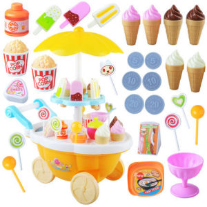 LZD  Childrens Girls Playing House Toys   Simulation  Trolley Music Light Supermarket Candy Car Ice Cream