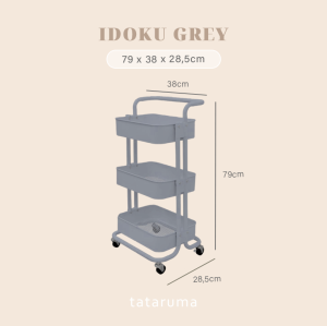 Troli Beroda 3 Tingkat Serbaguna dengan Handle Rak Trolley TATARUMA IDOKU