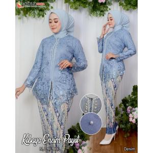 Setelan kebaya blouse encim payet - kebaya modern - motif bunga yang cantik dan elegan - outfit kekinian - bahan tulle bordir mutiara kombinasi payet - pakaian kondangan pagar ayu baju wisuda akad nikah pesta