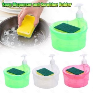 BISA COD - Tempat Sabun Bulat 1000ml + Spons Cuci Piring 2in1 Dispenser Sabun Cair