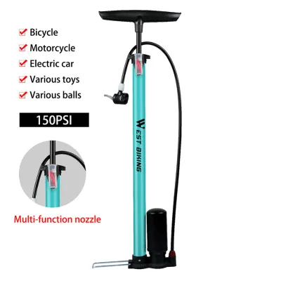 WEST BIKING 160 PSI High Pressure Bicycle Floor Pump Barometer Cycling Air Pump Inflator Bike Accessories MTB Road Bicycle Pump