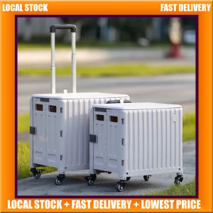 Portable Trolley Foldable Trolley Foldable Cart Shopping Push Cart Pull Cart Grocery Cart 4 wheels with Brake Sit Cart with Top Cover