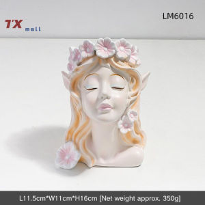 【Prime deal】 European Home Decor Flower Fairy Girl Vase Living Room Porch Resin Decoration