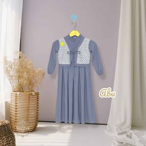 Dress Anak Muslim Pesta Terbaru Gamis Perempuan Airflow Usia 2-10 Tahun Baju Lebaran Model Kekinian
