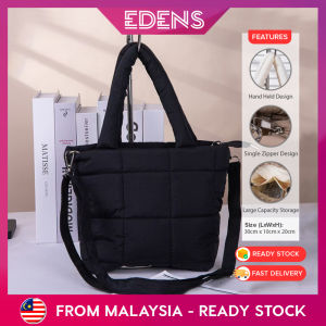 EDENS Puffy Bag Zippered Tote Bag Crossbody Sling Bag Women Casual Shoulder Bag Adjustable Beg Wanita - Fulfilled by Edens