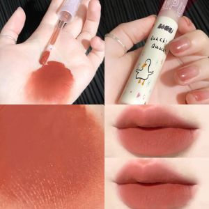 DAIMANPU Velvet Mousse Lipstick Long Lasting Water Proof 24 Hours Lip Glaze White Tube Cute Duck Lip Gloss