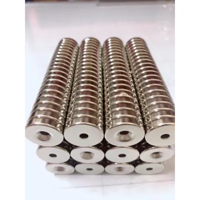 Nam châm trắng hình trụ có lỗ bắt vít kích thước 20x5mm lực hút siêu khỏe