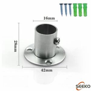 Seeko 1pcs Stainless steel Round Tube Pipe Curtain Rod Holder Flange Seat