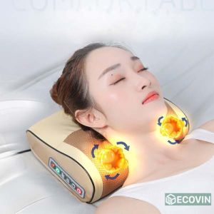 Gối Massage Đa Năng Cổ Vai Gáy - Máy Mát xa Toàn Thân Nhiệt Hồng Ngoại 16 Bi 2 Chiều - Chuyên Sâu Cho Cổ Vai Gáy Lưng Dưới Đùi Chân - Sử Dụng Tại Nhà Văn Phòng Trên Ô Tô - Quà Tặng Cho Bạn Bè Người Thân - Chính Hãng