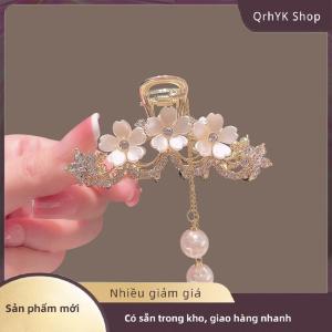 Hàng có sẵn✨ Kẹp tóc kim loại kẹp tóc nữ kẹp tóc ở phía sau đầu hoa nhài Ngọc Trai nạm kim cương thanh lịch