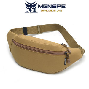 MENSPE Men’s Waist Bag Chest Bag Crossbody Bag Multi-Functional Fitness Bag Three Layer Pocket Design Small Waist Pouch Waterproof Wear-Resistant Waist Bag with Adjustable Strap for Workout Running