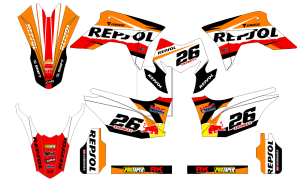 Decal CRF 150 L MOTIF REPSOL ORANGE D-I2-423 D-I2-1600