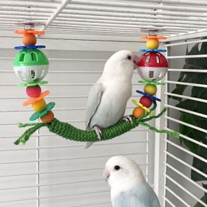 OUTOPEN Bite Resistant Bird Perch Stand Colorful Wear Resistant Bird Hanging Swing Funny Plastic Bird Gnawing Toys Playing