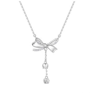 CTS S925 Butterfly Knot Necklace for Women Light Luxury Unique Design Sense Pendant Ins Style CHOW TAI SENG 周大生 S1PC1401Y S1PC1401W