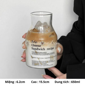 Set Ly Thủy Tinh + Ống Hút In Chữ 650ML Chịu Nhiệt Cao Đựng Cà Phê Trà Sữa Nước Ép - Chihirostore.decor