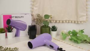 Hot Beauty 1875 Ceramic Hair Dryer Powerful Fast Drying Multi-Setting with Comb Attachment Additional Detangler Included Slide Bar Switch Compact for Home & Travel (Black)