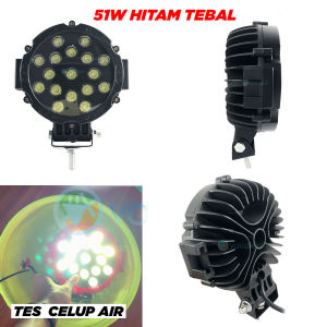 Lampu Sorot 51W HPL Tebal Led Tembak DC 12V 24V Putih Foglamp Mobil Motor Truk Offroad Universal Jimny Taft Pajero Fortuner Strada Cheroke Katana Hino Dyna Canter Alat Berat Eskavator