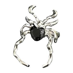 Gothic Irregular Spider-Webs Zircon Rings Black Grunge Open Ring Punk Dark Spider-Animal Goth Rings for Women