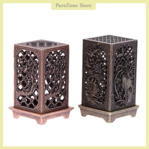 [PureZone] Alloy Censer Incense Holder Square Cylinder Vertical Incense Indoor Aromatherapy Home Ornament Chinese Inense s